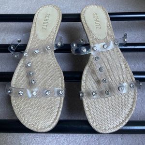 SCHUTZ Women Crystal Embellished Slide Sandals - NEW NWOB